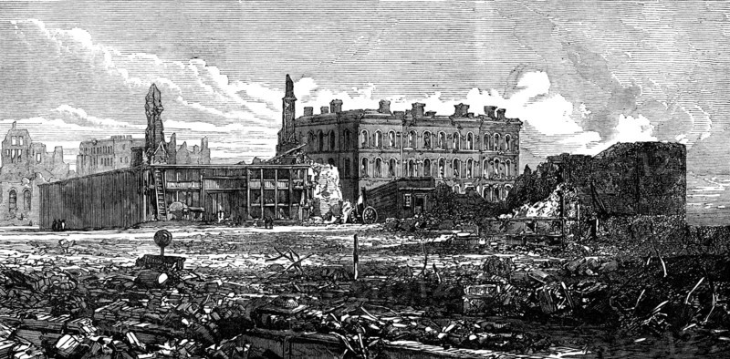 The Ruins of Chicago: the Custom-House, 1871. Creator: Unknown.