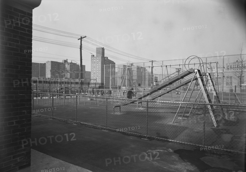 School playground (PS 122), Kingsbridge Rd. and Bailey Ave., Bronx, 1955. Creator: Gottscho-Schleisner, Inc.