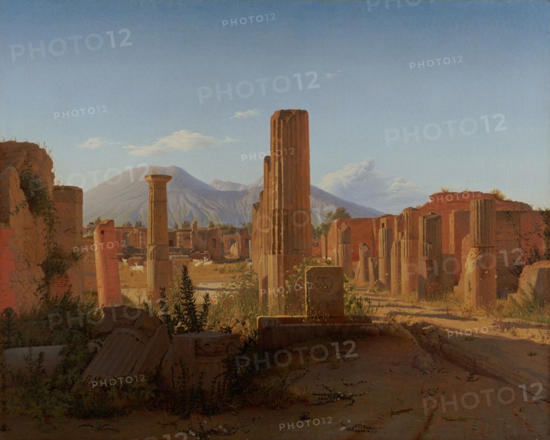 The Forum, Pompeii, with Vesuvius in the Distance, 1841. Creator: Christen Kobke.
