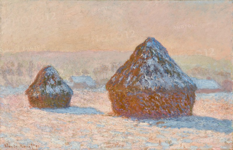 Wheatstacks, Snow Effect, Morning (Meules, Effet de Neige, Le Matin), 1891. Creator: Claude Monet.
