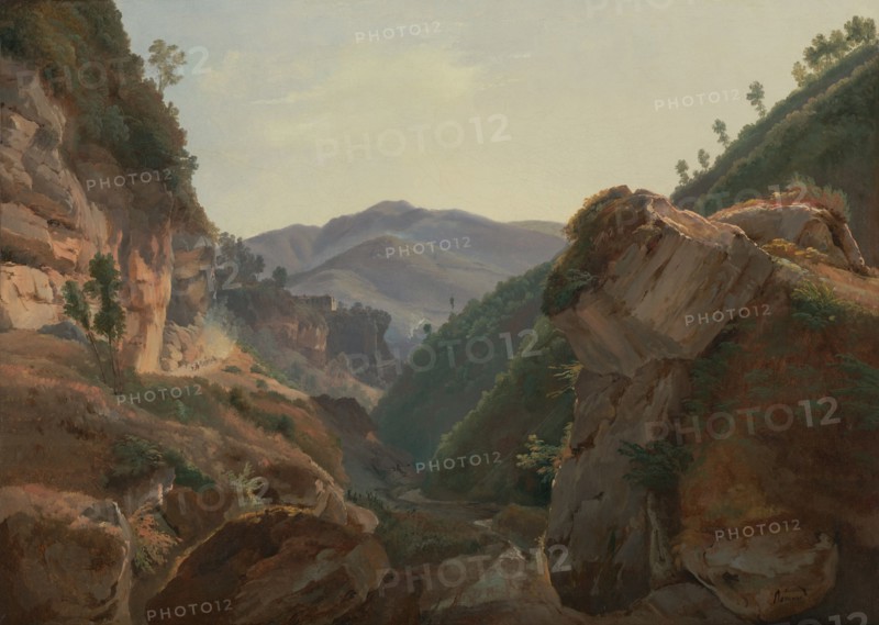 Mountain Landscape with Road to Naples, about 1821-1825. Creator: Charles Remond.