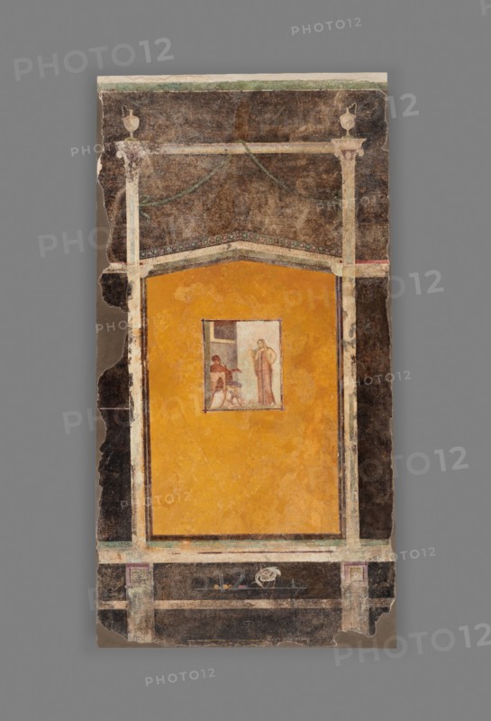 Wall Panel from a Black Ground Frescoed Room, A.D. 1-50. Creator: Unknown.