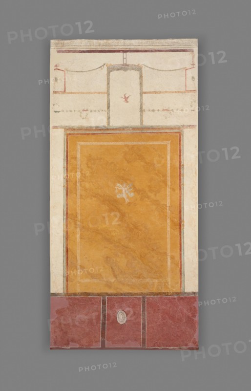 Frescoed Wall with White Ground and Yellow Center Panel, A.D. 50-79. Creator: Unknown.