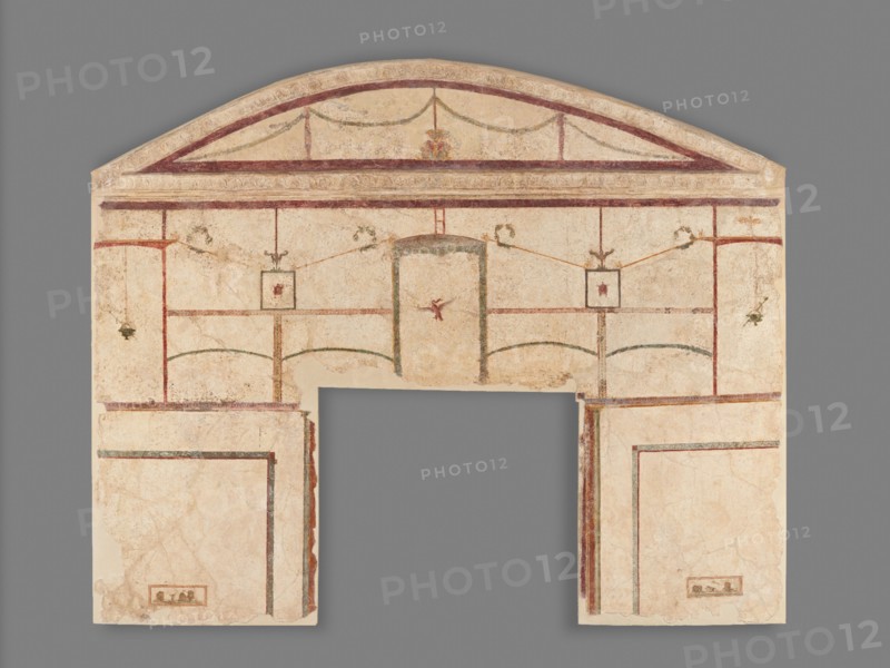 Frescoed Wall with Double White Field and a Niche, A.D. 50-79. Creator: Unknown.