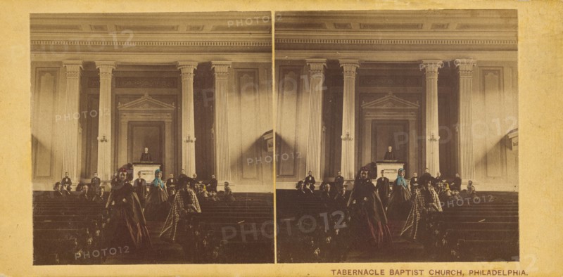 Tabernacle Baptist Church, Chestnut Street, West of Eighteen Street, Philadelphia., May 1861. Creators: A.M. McAllister & Brother, John Moran.
