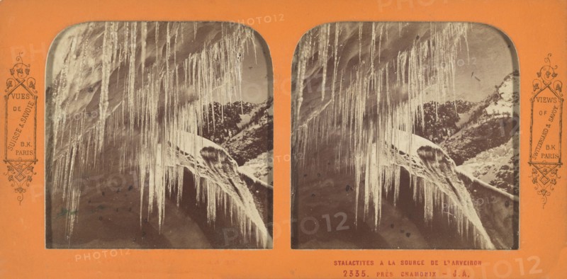 Stalactites a la Source de l'Arveiron pres Chamonix, 1860s. Creator: Adolphe Block.