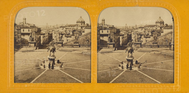 Place du Capitol, Rome, about 1865. Creator: Adolphe Block.
