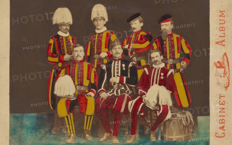 Soldiers in uniform, Rome, 1880s. Creator: All'Industria.