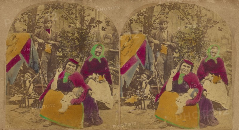The Gipsy Camp. "A Gipsy's life is the life for me", about 1860. Creator: London Stereoscopic & Photographic Co.