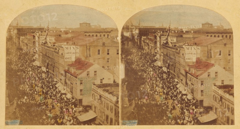 The Atlantic Telegraph Jubilee, New York; view of the Procession in its progress up the..., 1859. Creator: William England.