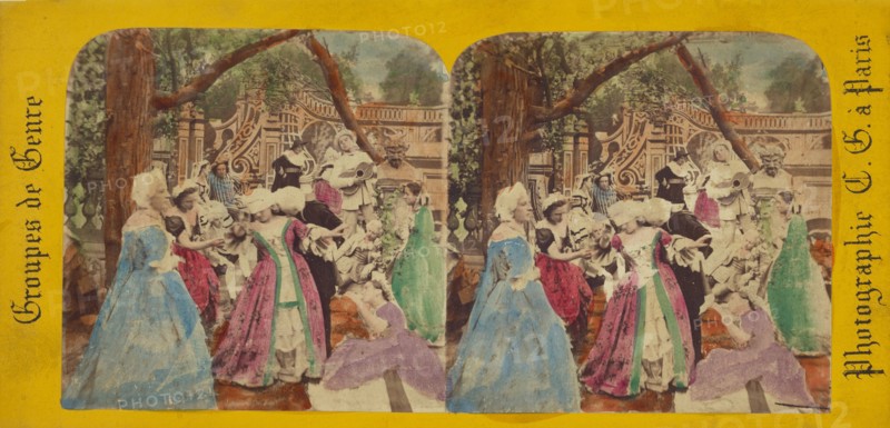 Groupes de Genre: people in costumes, 1860s. Creator: Charles Gerard.