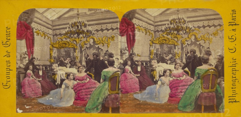 Groupes de Genre: people in costumes, 1860s. Creator: Charles Gerard.
