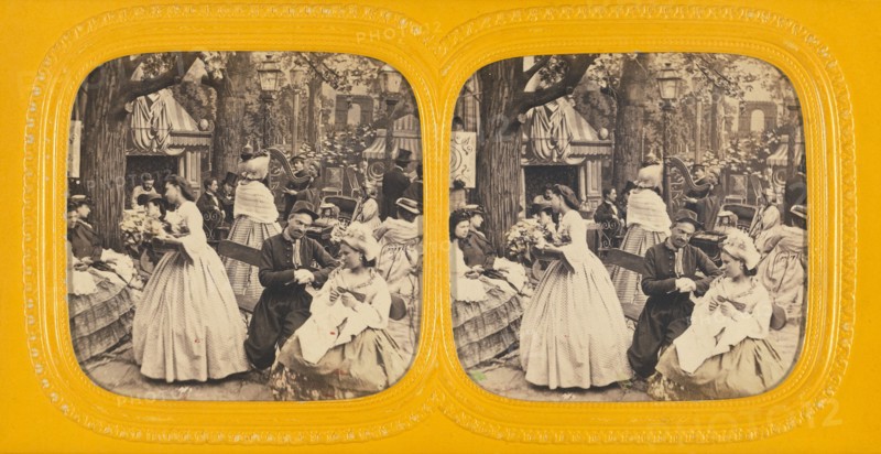Genre street scene, 1860s. Creator: E Lamy.