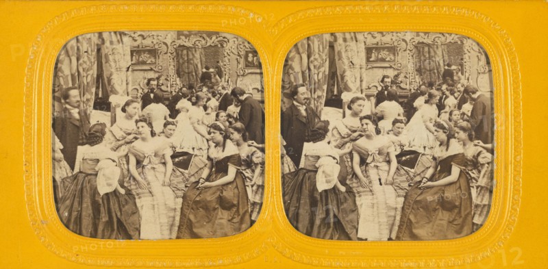 Genre parlor scene, 1860s. Creator: E Lamy.