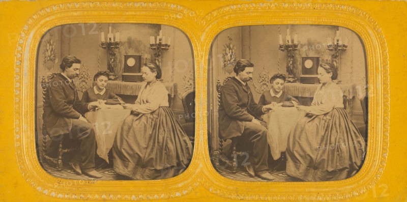 Family playing cards, 1855-1860. Creator: E Lamy.