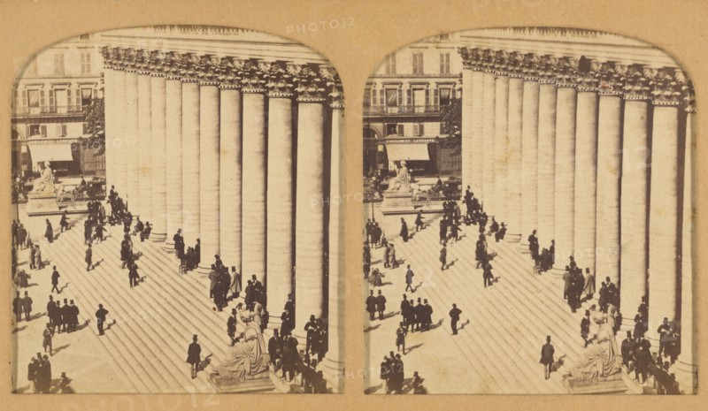 Paris instantanne. Place de la bourse sortie des negociants., 1855-1865. Creator: F. Grau.