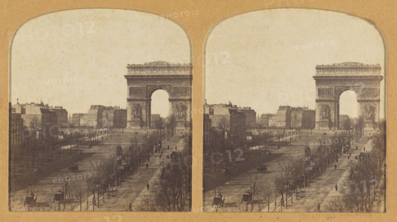Paris instantanne. Arc de Triomphe de l'Etoile et avenue des Champs Elisees., 1855-1865. Creator: F. Grau.