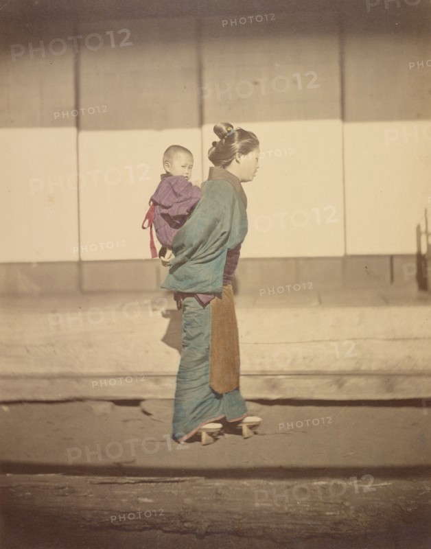 Mother with Child in Bunting, 1868. Creator: Felice Beato.