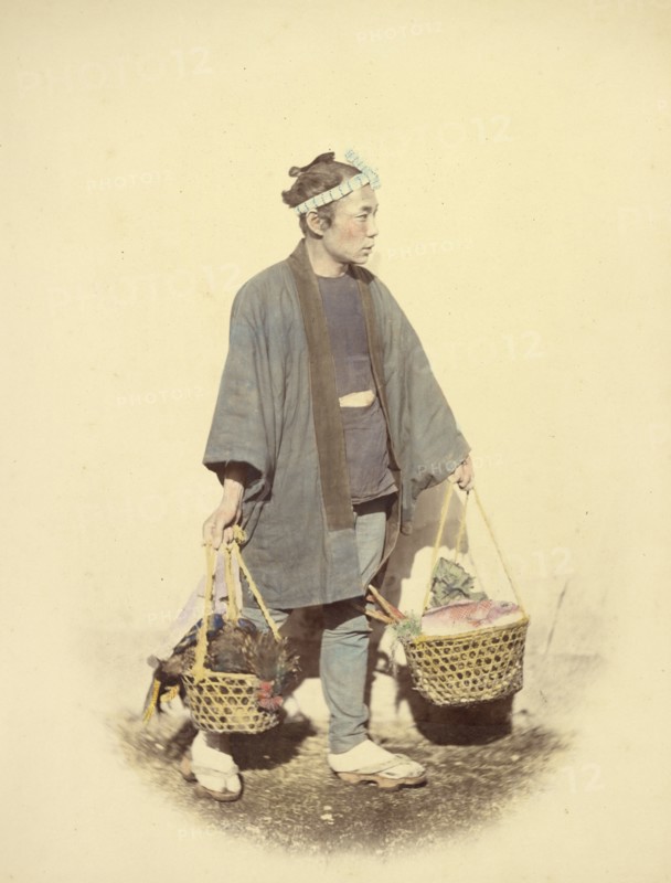 Japanese Cook, Returning from Market, 1866-1867. Creator: Felice Beato.