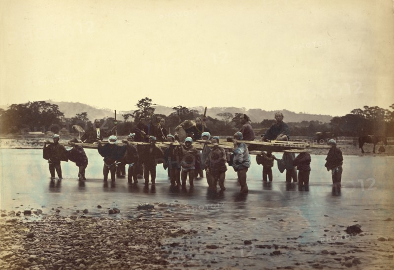 The Ford at Sakawa-Nagawa, 1866-1867. Creator: Felice Beato.
