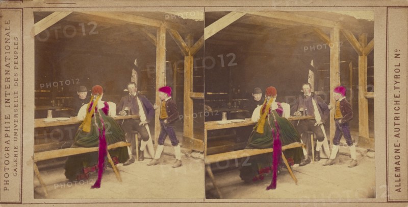 Tavern scene: Allemagne - Autriche - Tyrol, about 1859. Creator: Galerie Universelle des Peuples.