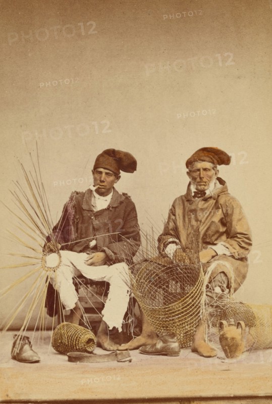 Two men making baskets, 1865-1870. Creator: Giorgio Sommer.