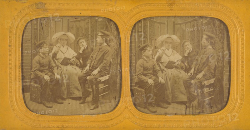 Genre scene: nun lecturing three children, 1855-1865. Creator: H. Noe.