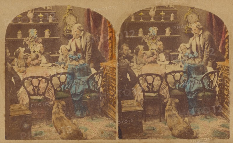 Family scene at table, about 1857. Creator: Joseph John Elliott.