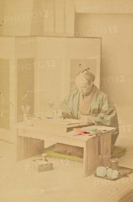 A Japanese Artist at Work, 1897. Creator: Ogawa Kazumasa.