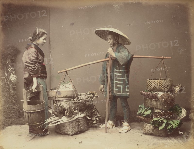 Vegetable Peddler, 1870s-1890s. Creator: Kusakabe Kimbei.