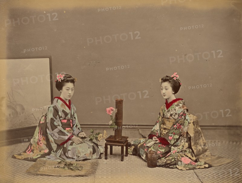 Flower Kept Alive by Putting in Water, 1870s-1890s. Creator: Kusakabe Kimbei.