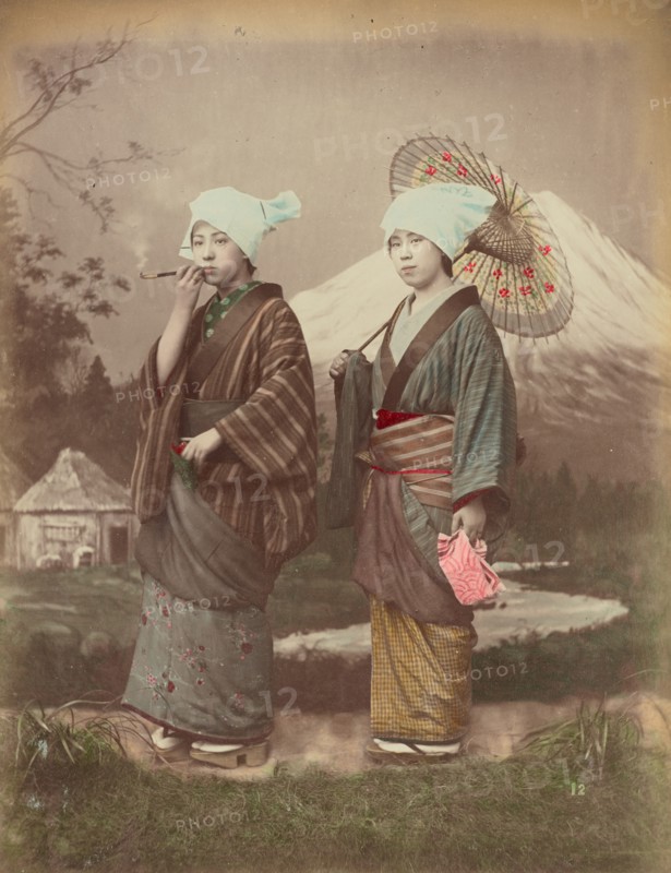 Japanese Travellers, 1870s-1890s. Creator: Kusakabe Kimbei.
