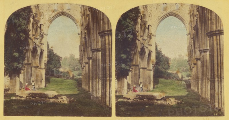 Rievaulx Abbey - interior of Choir, looking north, late 1850s. Creator: Ogle & Edge.