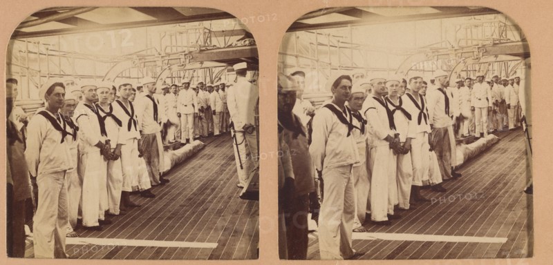 Gunners of the Battleship \Oregon,\ Manila Bay, Philippine Islands., 1899. Creator: RY Young.