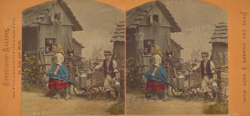 Le depart pour la ville. Aufbruch zur Stadt., about 1865. Creator: S.P. Christmann.