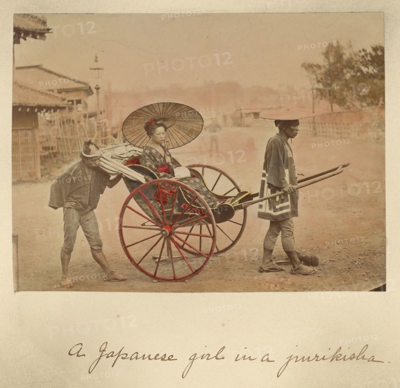 A Japanese girl in a jurikisha, about 1873-1883. Creator: Shinichi Suzuki I.