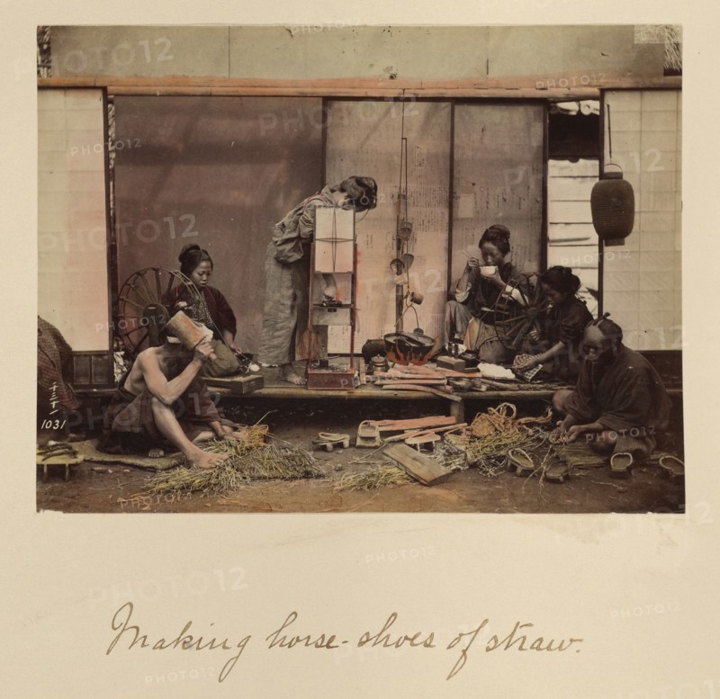 Making Horse-shoes of Straw, about 1873-1883. Creator: Shinichi Suzuki I.