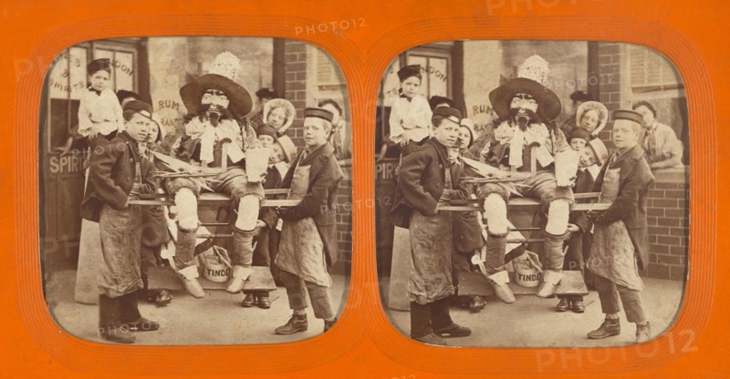 Group of children with an effigy of Guy Fawkes., about 1860. Creator: Unknown.