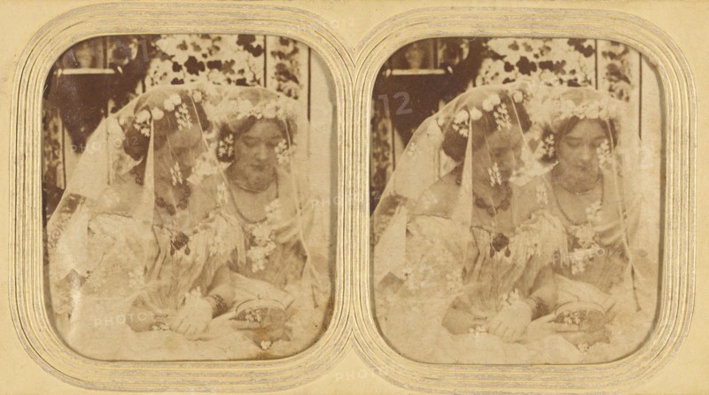 Two women in wedding dresses, 1855-1860. Creator: Unknown.