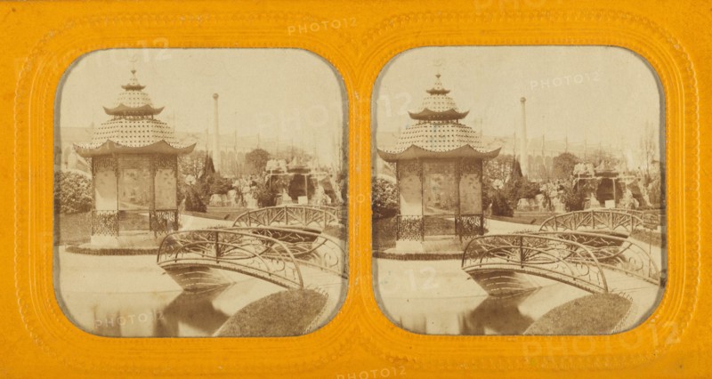 Pagoda at an unidentified exposition, about 1865. Creator: Unknown.