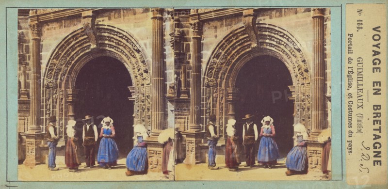 Voyage en Bretagne. Guimilleaux (Finistere) Portail de l'Eglise, et Costumes du pays., about 1860. Creator: Unknown.