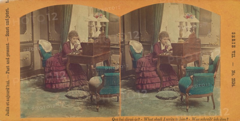 Que lui dirai-je? - What shall I write to him? - Was schreib' ich ihm?, about 1860. Creator: Unknown.