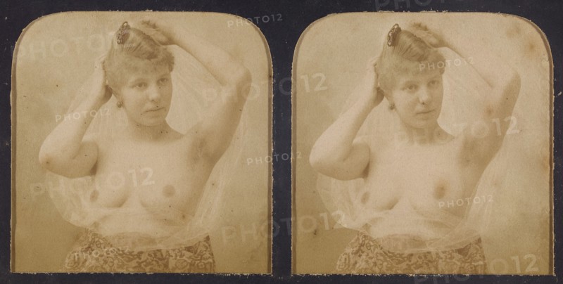 Woman with hands over head, breasts exposed, 1855-1860. Creator: Unknown.