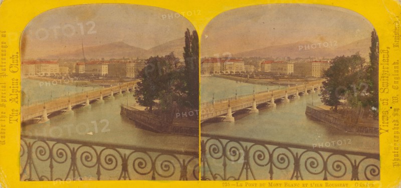 Le Pont du Mont Blanc et L'Ile Rousseau. Geneve., 1863-1865. Creator: William England.