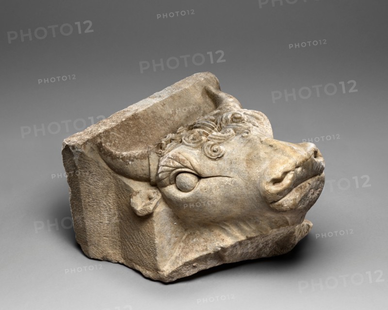 Figured Capital with Bull's Head, about A.D. 180. Creator: Unknown.