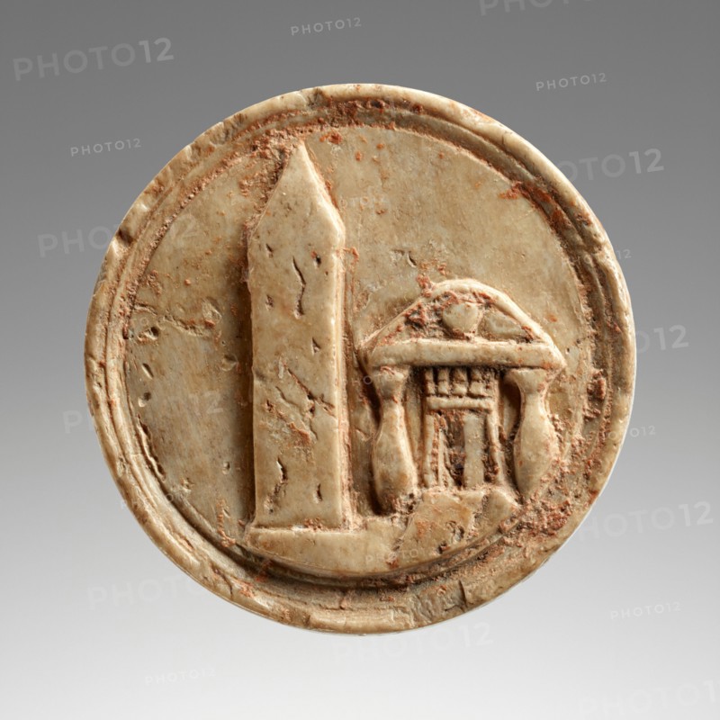 Token with an Egyptian Obelisk and a Temple, early 1st century A.D. Creator: Unknown.