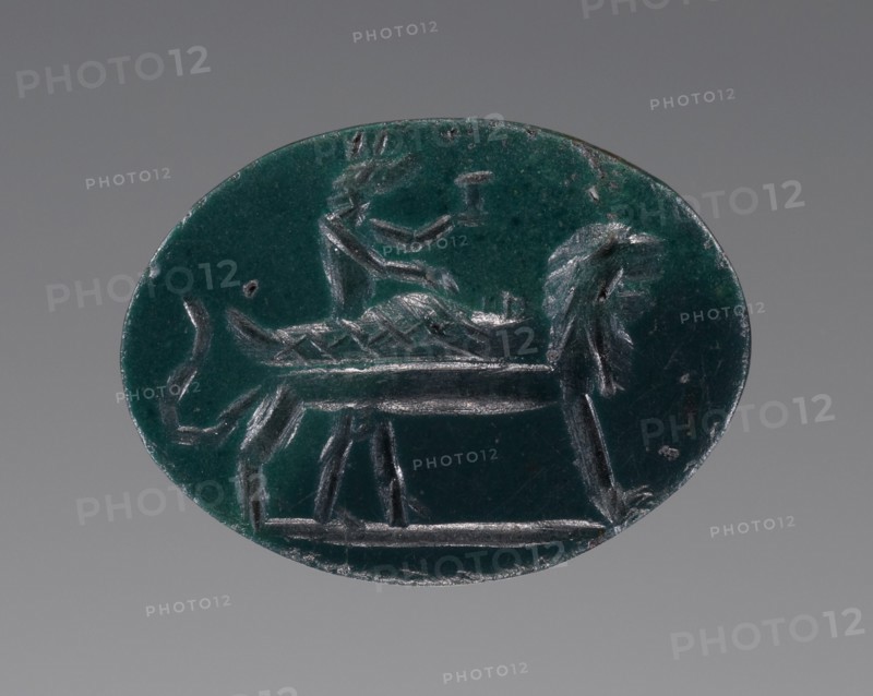 Engraved Gem with Anubis and Osiris, A.D. 100-250. Creator: Unknown.