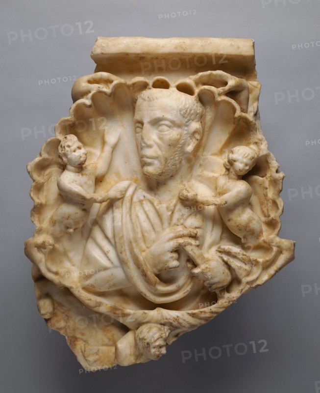 Roman Sarcophagus Fragment, about A.D. 250-275. Creator: Unknown.
