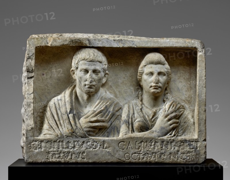 Funerary Relief with Busts of Popillius and Calpurnia, A.D. 1-20. Creator: Unknown.