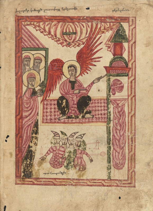 The Women at the Tomb; Gospel Book, 1583. Creator: Ghoukas.